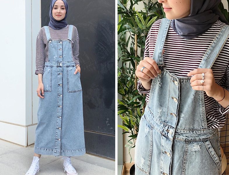 Denim Jile & Çizgili Tişört