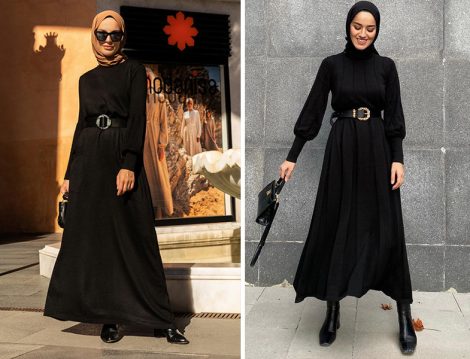 Refka Siyah Triko Elbise (Elif Küçüksarı) - Kayra Siyah Triko Elbise (Eda Cömert)